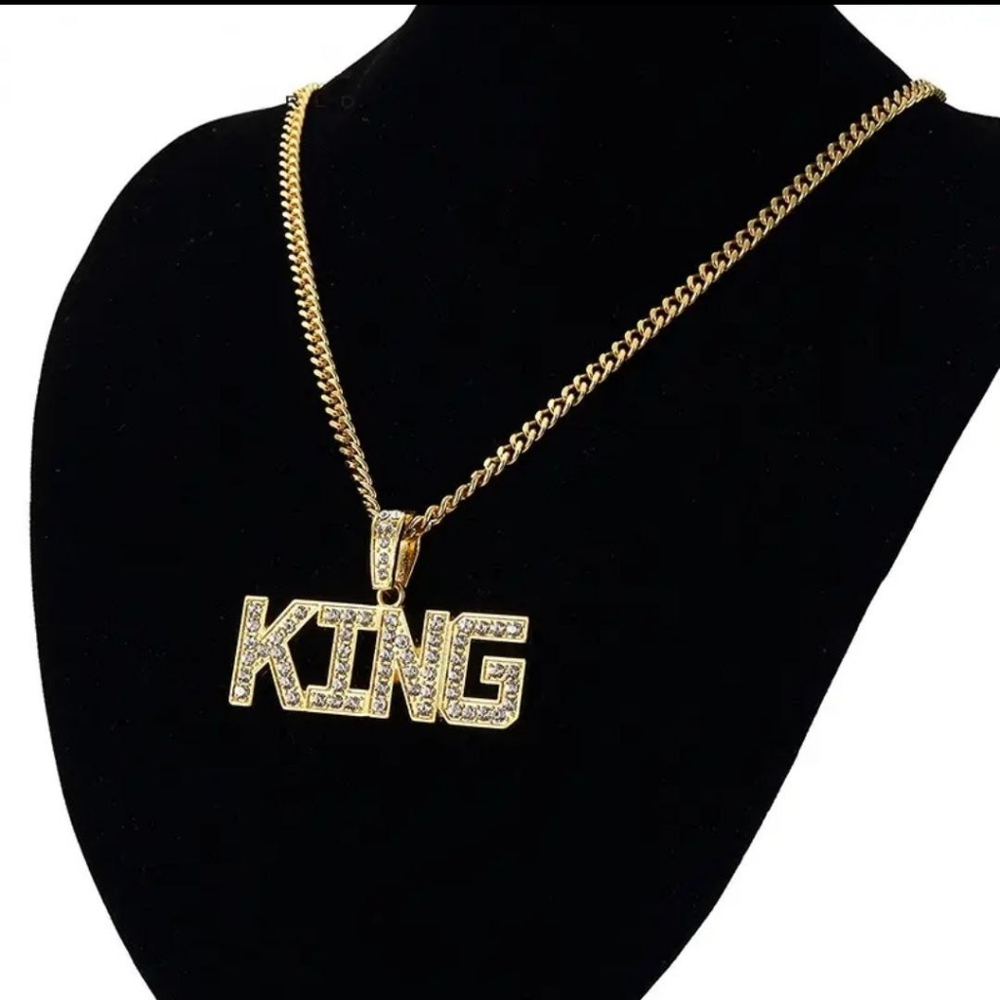 MENS 18K GOLD PLATED KING NECKLACE - Picture 4 of 5